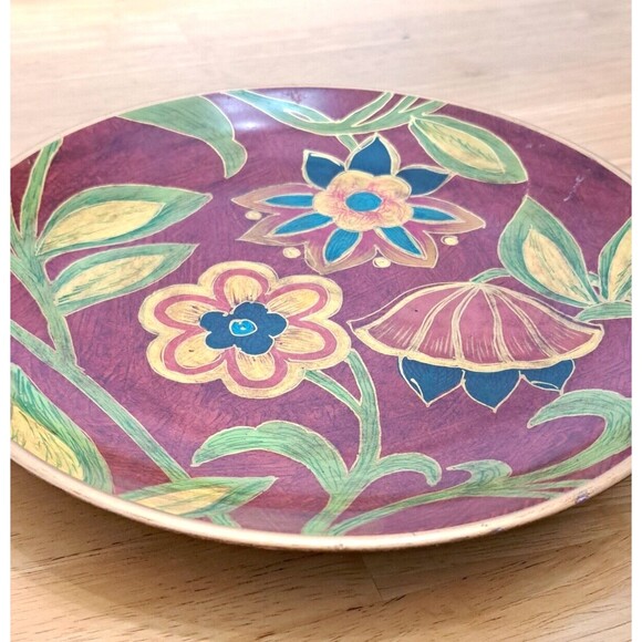 Oriental Accent Covington Collection Decorative Plate Red Floral with Gold Trim - Picture 5 of 8